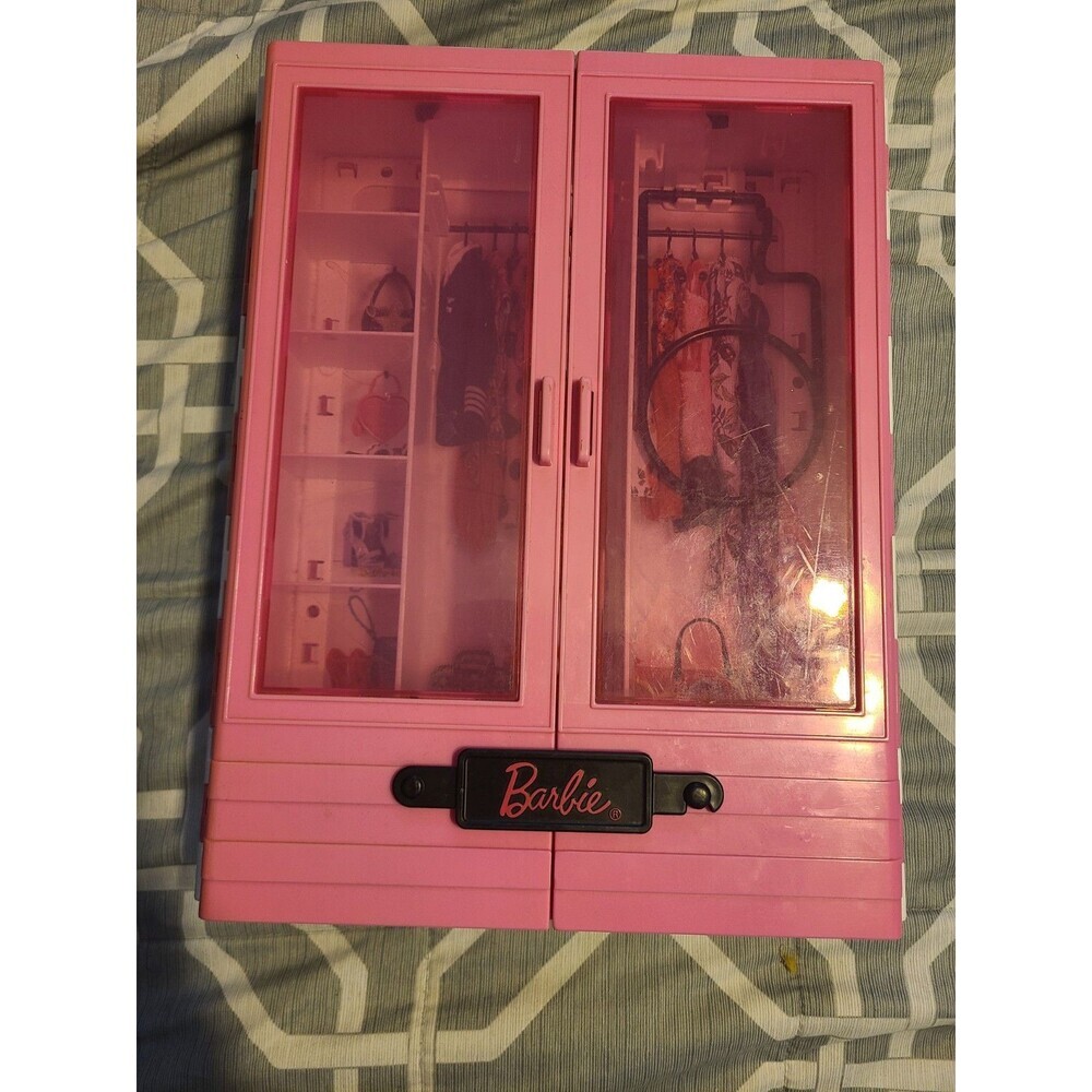 Mattel Barbie Pink Wardrobe Carrying Case Closet  With Handle 12.5" Height 2018